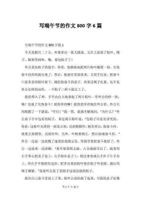 写端午节的作文800字6篇