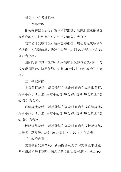 新兵三个月考核标准