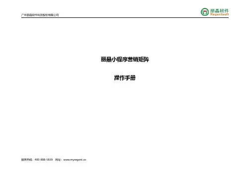 丽晶小程序营销矩阵 操作手册说明书