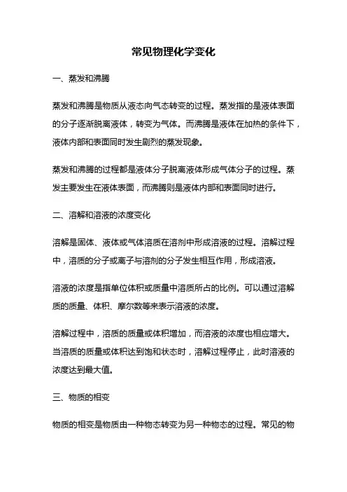 常见物理化学变化