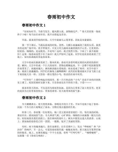 春雨初中作文