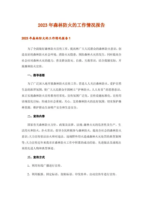 2023年森林防火的工作情况报告