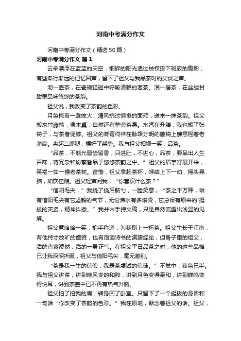 河南中考满分作文