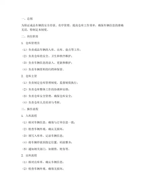 成品车仓库管理制度