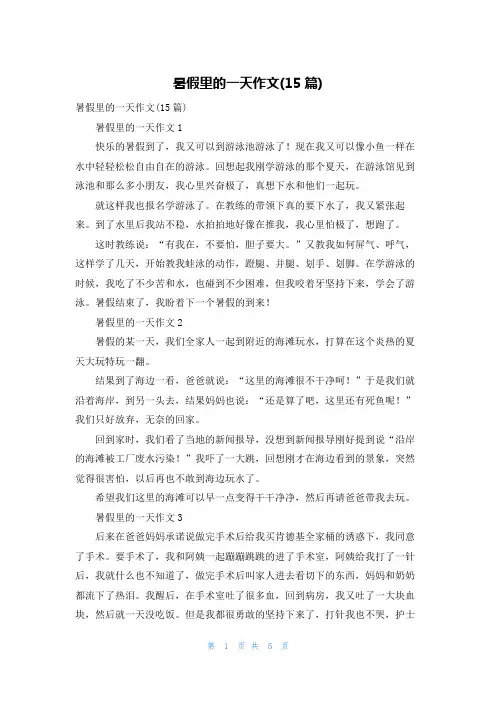暑假里的一天作文(15篇)