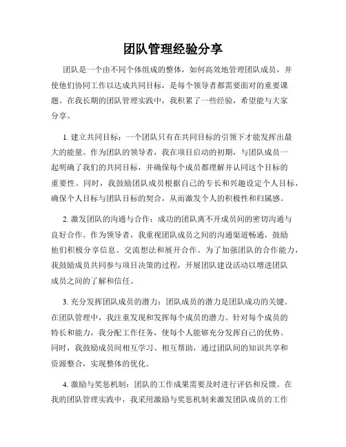 团队管理经验分享