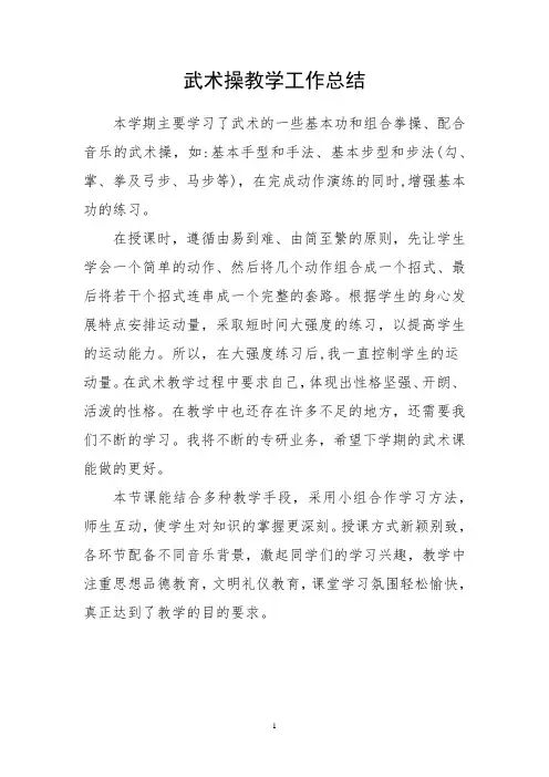武术操教学工作总结