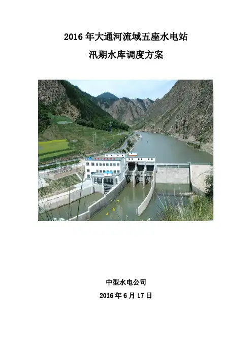 2016年大通河流域五座水电站汛期水库调度运行方案(7月30日改)