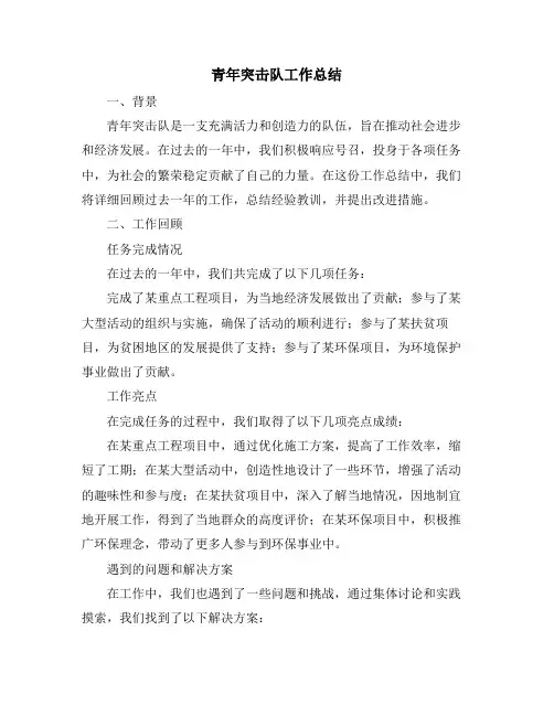青年突击队工作总结