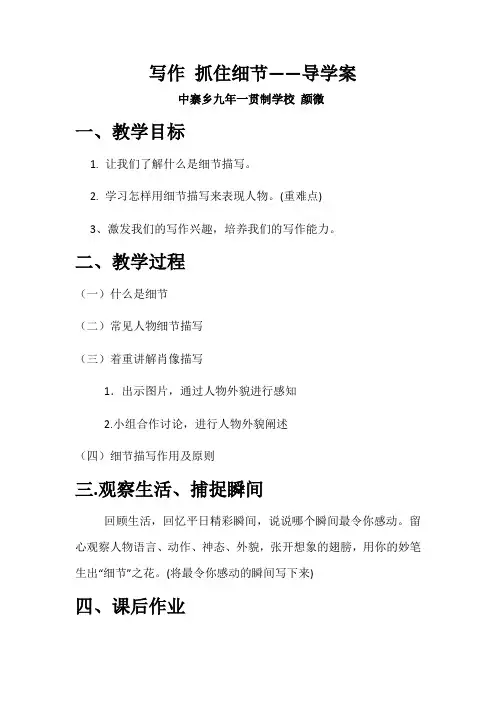 细节描写导学案
