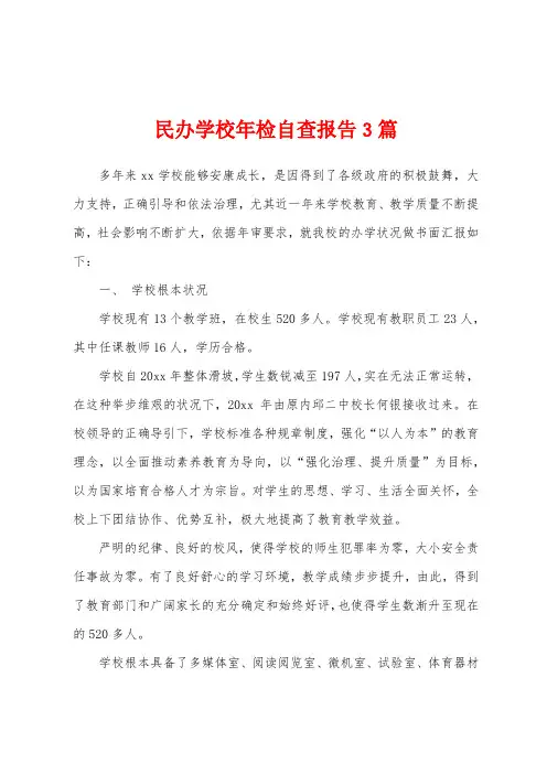 民办学校年检自查报告3篇
