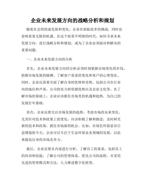 企业未来发展方向的战略分析和规划