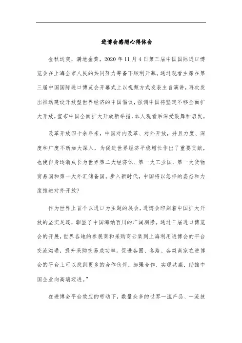 进博会感想心得体会