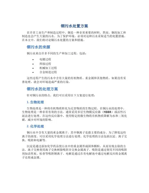 铜污水处置方案