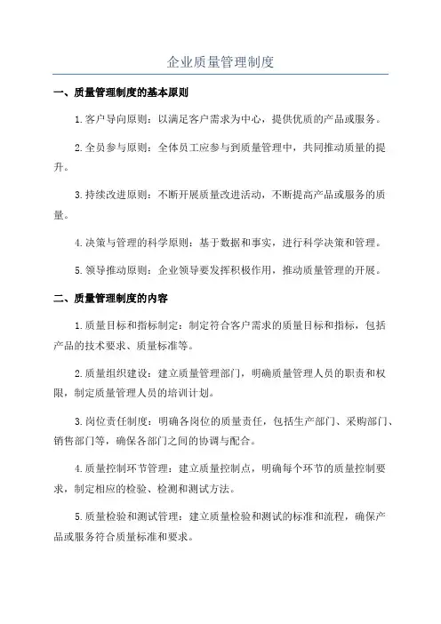 企业质量管理制度