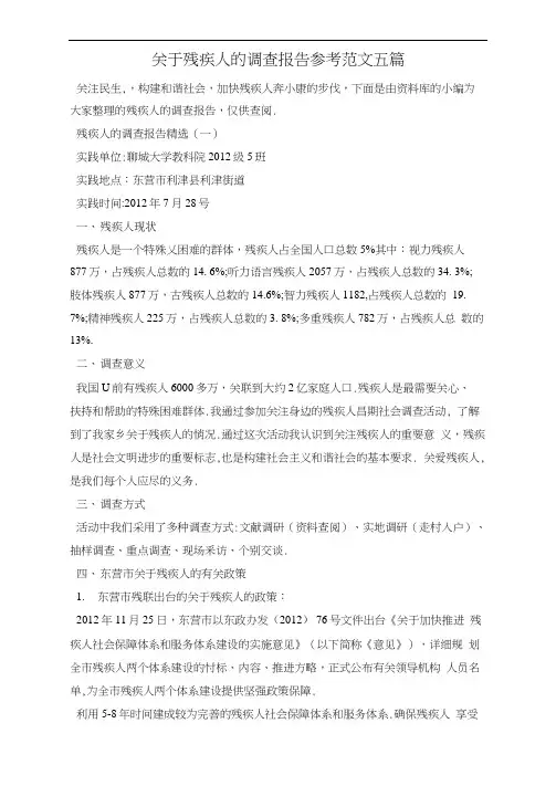 关于残疾人的调查报告参考范文五篇
