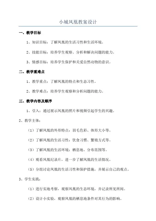 小城凤凰教案设计