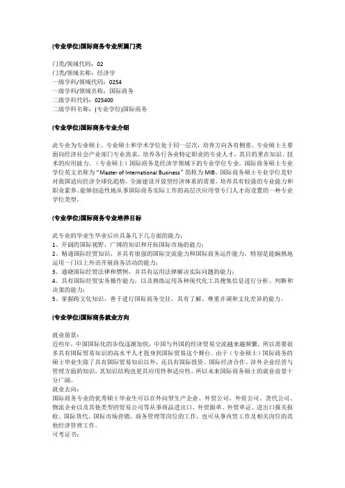 2020年考研专业简介之(专业学位)国际商务[025400]