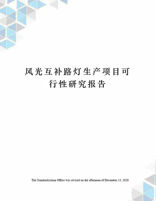风光互补路灯生产项目可行性研究报告