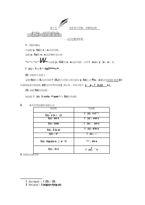 2020年浙江高考数学一轮复习：变化率与导数、导数的运算