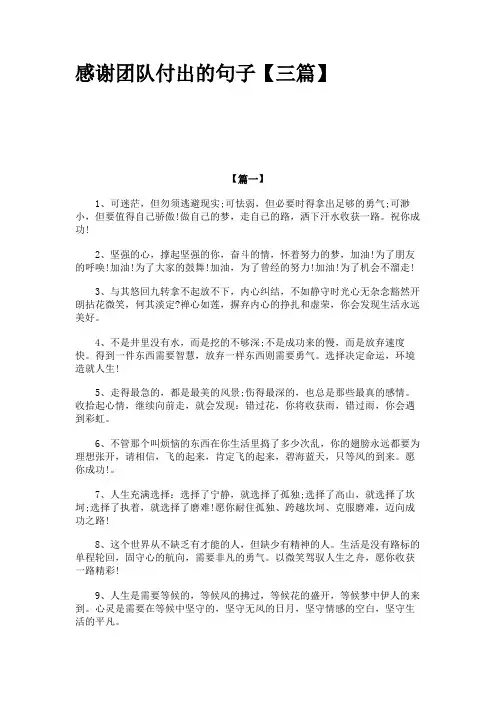 感谢团队付出的句子