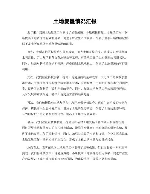 土地复垦情况汇报