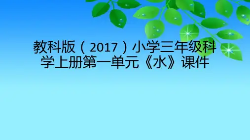 教科版(2017)小学三年级科学上册第一单元《水》课件(附目录)