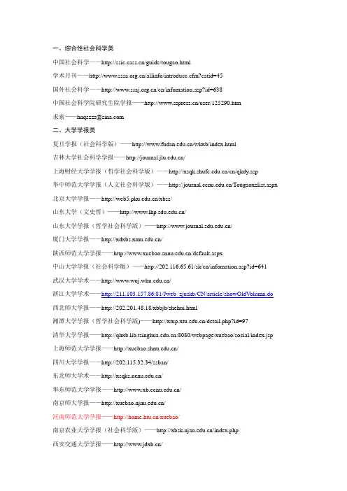 A+期刊网址和投稿邮箱