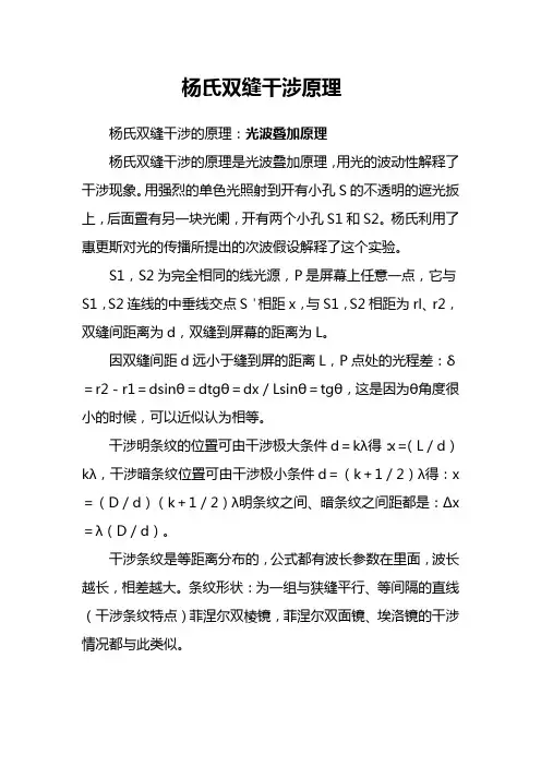 杨氏双缝干涉原理