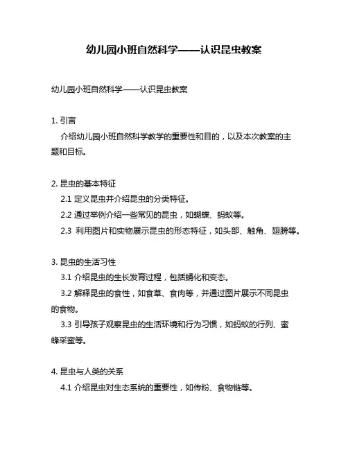 幼儿园小班自然科学——认识昆虫教案