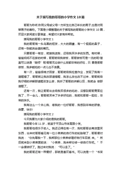 关于描写我的哥哥的小学作文10篇