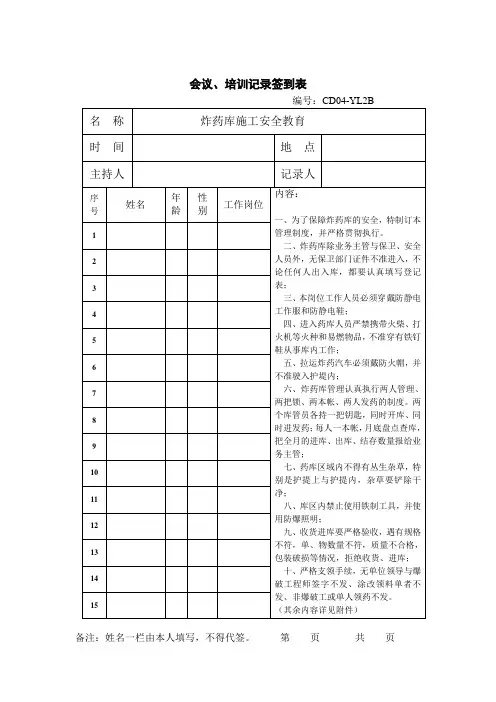 炸药库施工安全教育培训