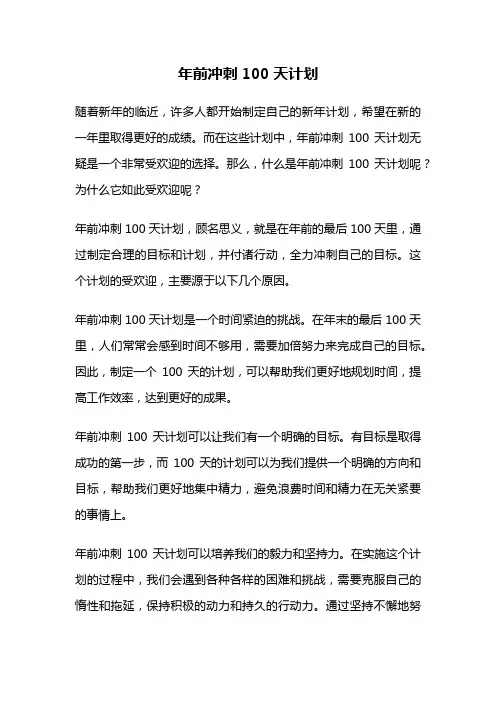 年前冲刺100天计划