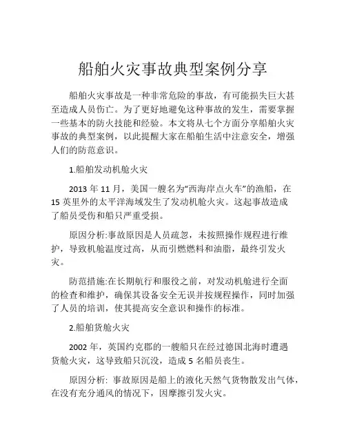 船舶火灾事故典型案例分享