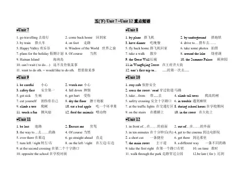 五下(U7~U12)短语汇总