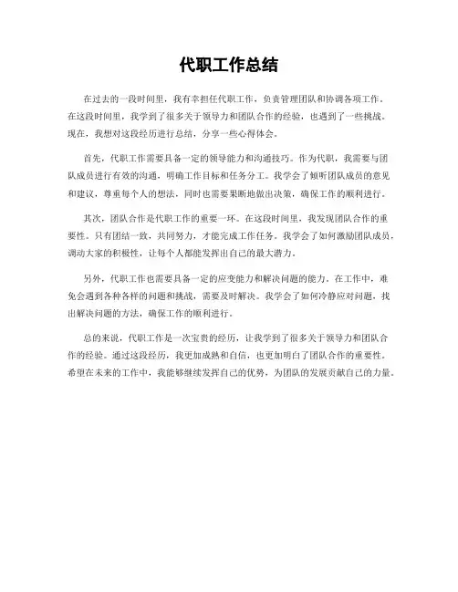 代职工作总结