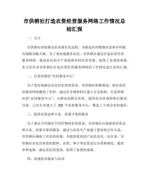 市供销社打造农资经营服务网络工作情况总结汇报