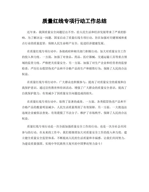 质量红线专项行动工作总结