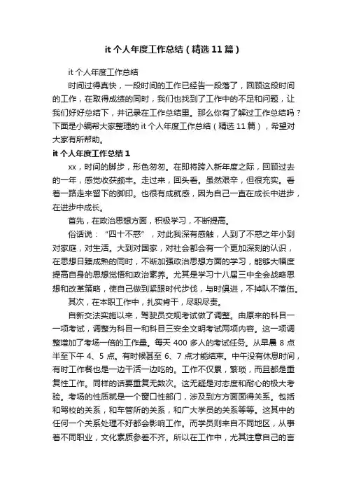 it个人年度工作总结（精选11篇）