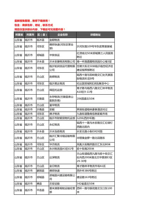 新版山东省临沂市货运企业公司商家户名录单联系方式地址大全2450家