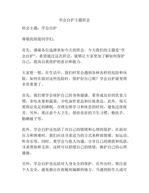 学会自护主题班会