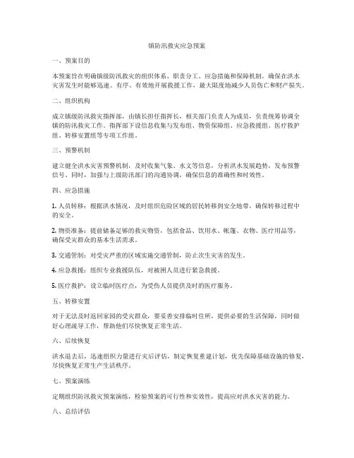 镇防汛救灾应急预案