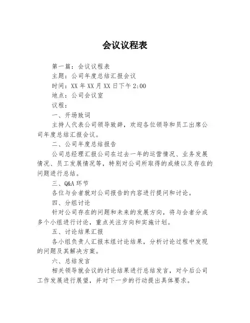 会议议程表3篇
