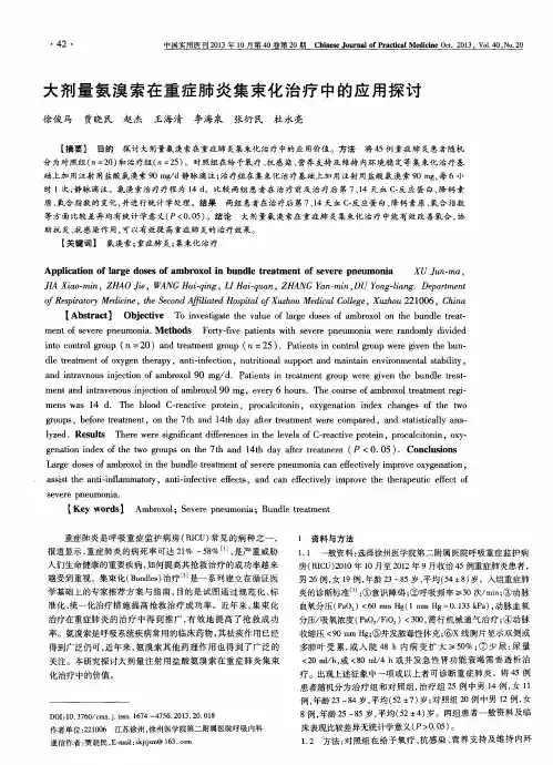 大剂量氨溴索在重症肺炎集束化治疗中的应用探讨