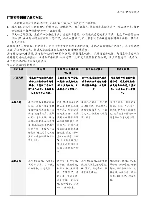 各主流OA系统对比
