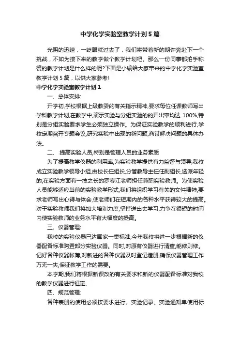 中学化学实验室教学计划5篇