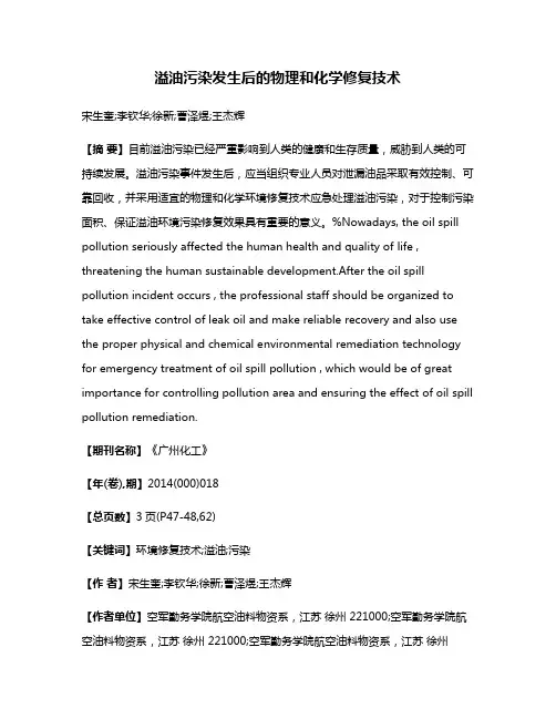 溢油污染发生后的物理和化学修复技术