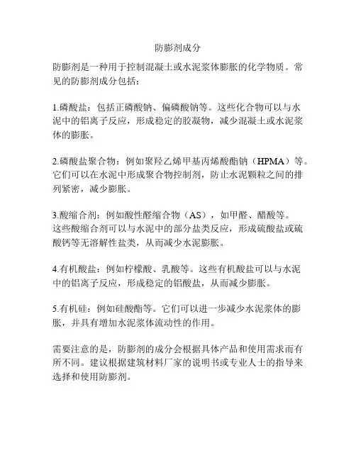 防膨剂成分