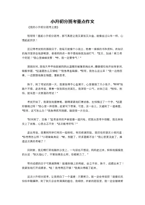 小升初分班考重点作文