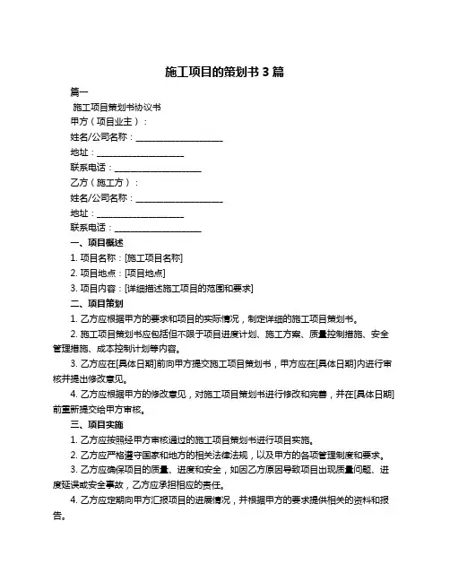 施工项目的策划书3篇